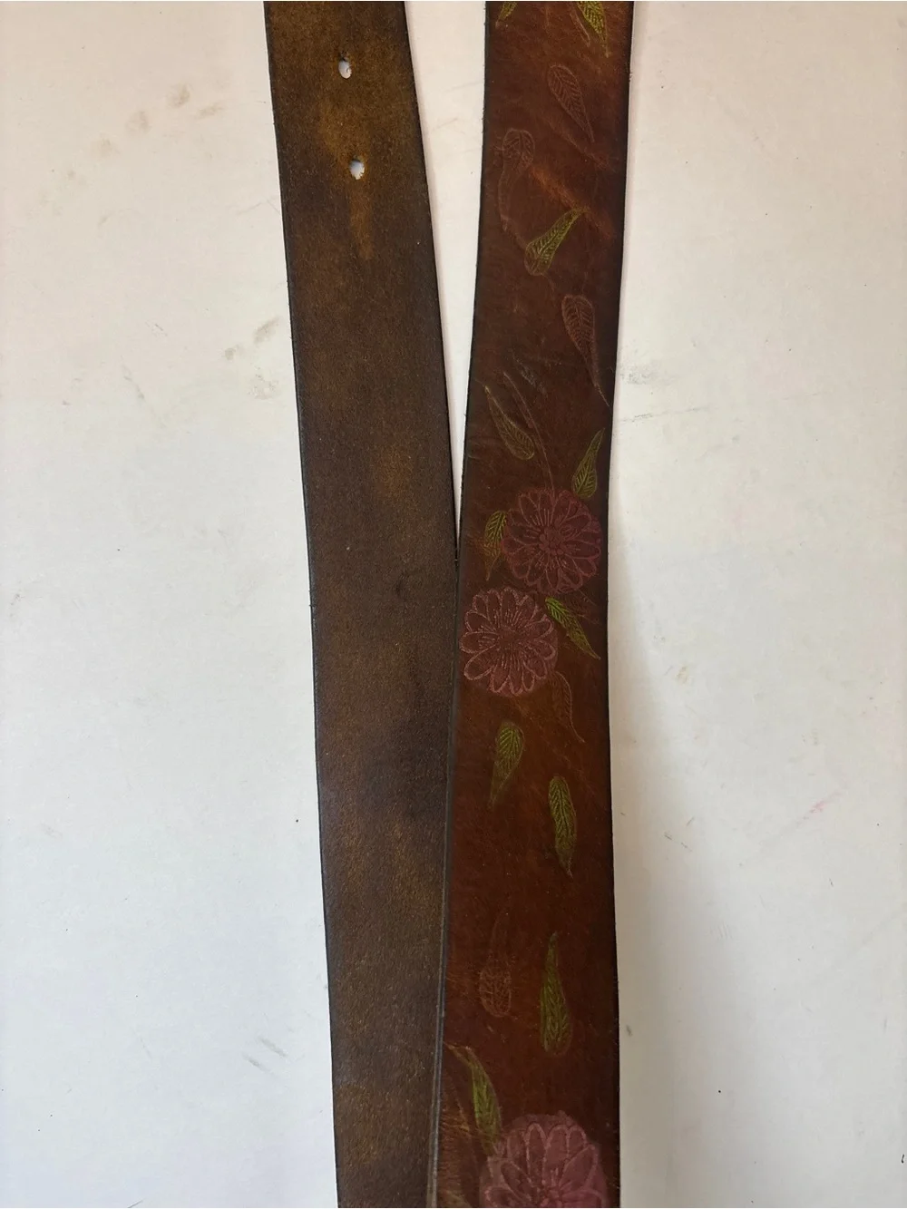Tex Tan tooled Leather Men's Belt with Floral Detail
